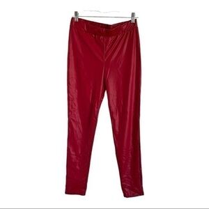 Rainbow Black High Waist Faux Leather Pull On Pants Size L